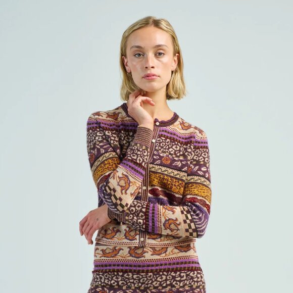 NWT Ulla Johnson Liza Multicolor Wool Folk Cardigan - Picture 3 of 5